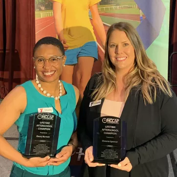 Ebony Burnett and Shawna Spencer won the 2022 Lifetime Afterschool Champions award.